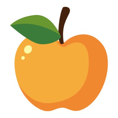 Şeftalinin 2B düz çizimi. Çocukların öğrenmesi, yemek görselleri ve sağlıklı beslenme temaları için uygundur..