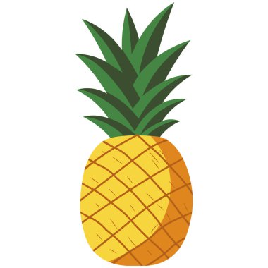 Küçük ananasın 2B düz çizimi. Çocukların öğrenmesi, yemek görselleri ve sağlıklı beslenme temaları için uygundur..