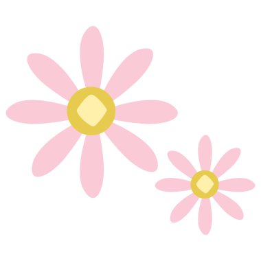 Pastel pembe tonlarda iki boyutlu düz çiçek. Bahar zamanı için harika, çocuklar için aktivite kağıtları, ya da neşeli dekorlar için..