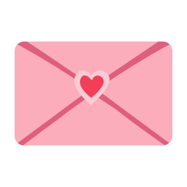 Kalp ile mühürlenmiş 2D pembe zarf. Romantik ya da gizli mesajlar için ideal.