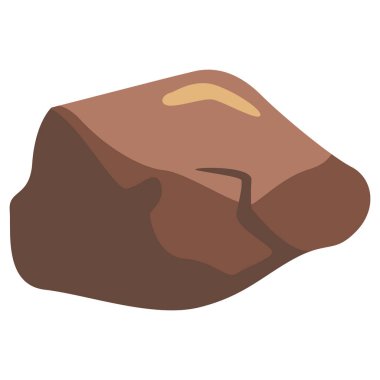 2D büyük koyu kahverengi çöl kaya çizimi, kayalık arazi sahneleri veya minimalist düz manzaralar için mükemmeldir..