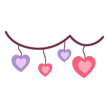 Romantik ya da sevgililer günü dekorasyonu için sallanan 2D kalp şeklinde sicim lambaları.