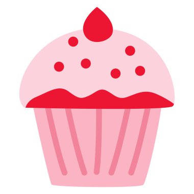 Üzerinde küçük pembe kalp olan 2D sevimli kek, sade ve tatlı..