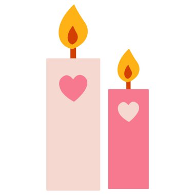  2D pembe kalp şeklinde mumlar, Sevgililer Günü yemeği ya da hediye için mükemmel..