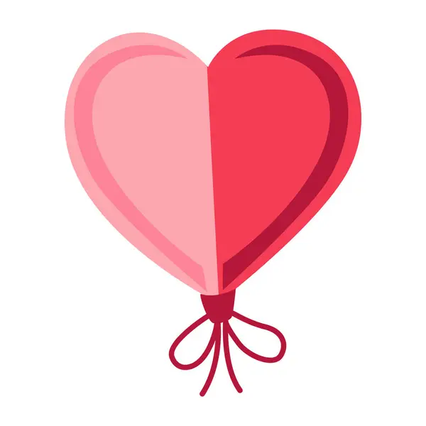 Kırmızı kalp şeklinde balon, kurdele kuyruklu, neşeyle yüzen.
