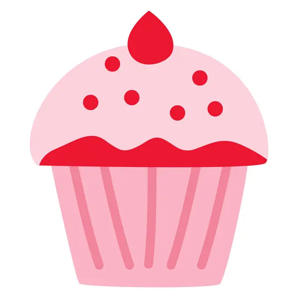 Üzerinde küçük pembe kalp olan 2D sevimli kek, sade ve tatlı..