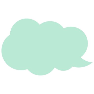 Yumuşak mavi tonda 2D kabarık düşünce bulutu, sohbet tasarımı ya da etiket etiketleri için harika. Basit ve çocuk dostu..