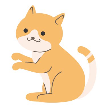 2d turuncu kedi ön pençelerini kaldırmış ve enerjik poz veriyor. Aktif ve neşeli kedi temaları için harika.