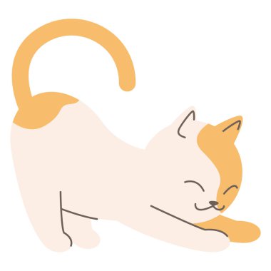 2d turuncu kedi yavrusu gevşemiş bir vücutla esniyor ve geriye doğru kıvrılıyor. Sıcak kedi anları için mükemmel..