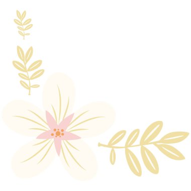 Zarif sarı yapraklı 2d kıvrımlı dal, zarif ve doğal kompozisyonlar için minimalist botanik element.