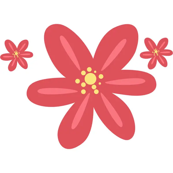 Çarpıcı ve şenlikli görseller için ideal altın detaylarıyla 2D koyu kırmızı çiçekli süs..