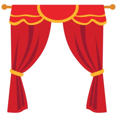 Çift kırmızı perde, parlak sarı valans, sıcak ve göz alıcı bir his ekliyor.