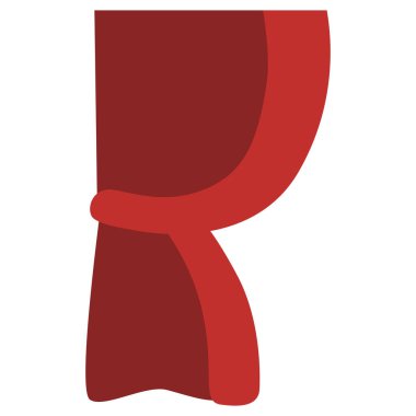 Yumuşak kıvrımlı 2d sol kırmızı perde, pencere dekorasyonu ve sahne çizimleri için harika..