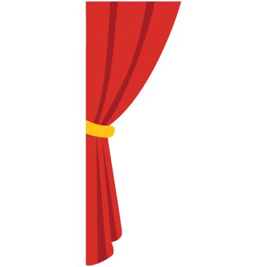 2D sol kırmızı perde düzgün bağlanmış, sahne veya ev tasarımları için mükemmel..