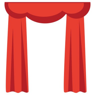 2D açık kırmızı perde düz üst valans, tiyatro tasarımları ve oda dekorasyonu için ideal.