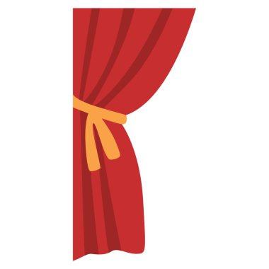 2d sağ tarafta kırmızı perde düzgün bağlanmış, tiyatro ve ev illüstrasyonları için harika..