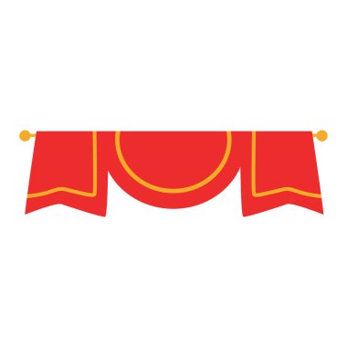 Süslü 2d kırmızı perde, büyük sahneler ya da lüks iç mekanlar için mükemmel..