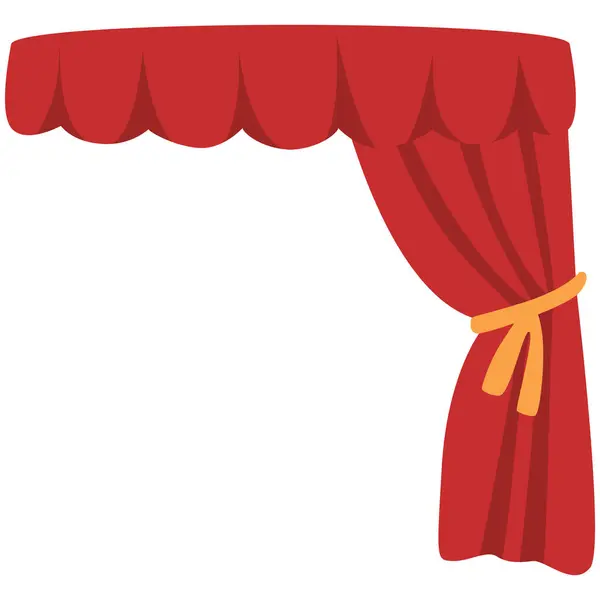 2d sol taraf kırmızı perde, üst değer biçimi, sahne kenarı ve pencere illüstrasyonu için ideal.