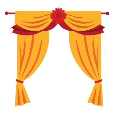 2D tam yanyana kırmızı perdeler. Çiçek püsküllü aksanlı. Muhteşem bir görüntü için mükemmel..