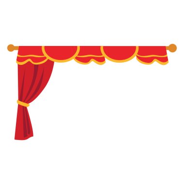 2d altın püsküllü kırmızı perde, sahne tasarımları, tiyatro temaları ya da şenlikli dekorasyon projeleri için mükemmel.