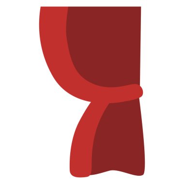 2d zarif kırmızı perde sağ tarafta bağlı, klasik sahne veya ev dekorları için ideal.