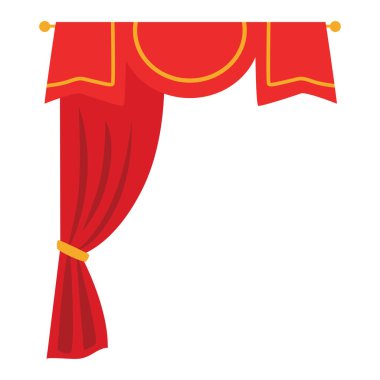 2d kırmızı perde sağ tarafında altın valans, lüks ve klasik sahne sahneleri için mükemmel.