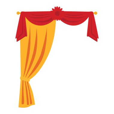 2d sarı perde kırmızı çiçeklerle süslenmiş, romantik, şenlikli ve zarif sahne tasarımları için uygun..