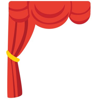 Sol tarafında altın desenli 2d kırmızı perde, zarif iç dekorasyonlar ve sahne dekorasyonları için ideal..