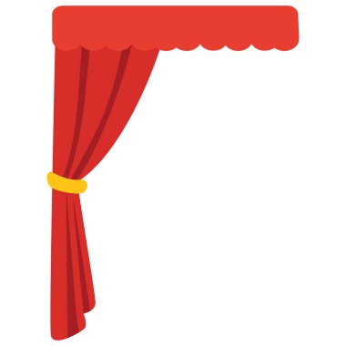 2d sol tarafı açık kırmızı perde, kısmi sahne gösterimleri, pencere dekorasyonu veya zarif iç tasarım için ideal.