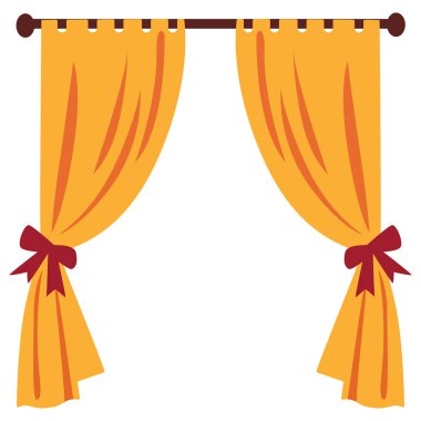 2d kırmızı kravatlı parlak sarı perdeler, neşeli iç mekanlar için mükemmel, şenlik sahneleri, ya da çocuk odaları.