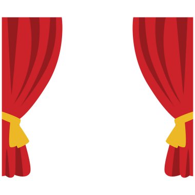 2D kapalı mavi perde merkezde bağlı, resmi iç dekorasyon, sahne dekorasyonu veya zarif ev tasarımları için uygun.