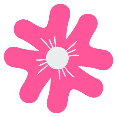 2d pembe taç yaprakları yuvarlak yumuşak şekilli, yaratıcı bahar posterleri için neşeli çiçek aksanı, neşeli planlar, bahçe temaları ve dekoratif kartlar..