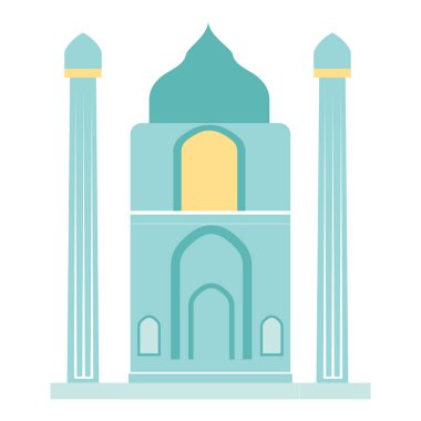 2D su camii, uzun minareler ve kubbeli, dekoratif posterler, İslami temalar, bayram kutlamaları, kültürel yerleşimler ve yaratıcı projeler için mükemmel..