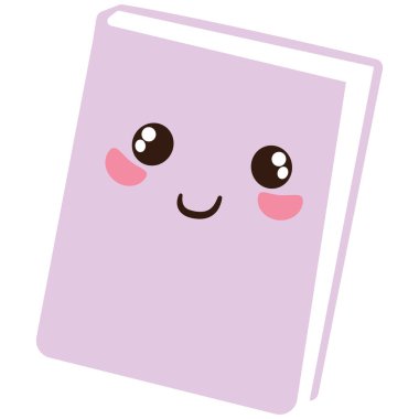 2 boyutlu, gülümseyen yüzlü bir defter, okul teması için tasarlanmış, çocuklar projeleri öğreniyor, ve yaratıcı eğitim tasarımları.