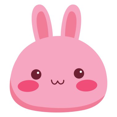 2d kawaii pembe tavşan karakteri şirin tasarım temaları, kırtasiye koleksiyonları ve yaratıcı dekoratif projeler için mükemmel..