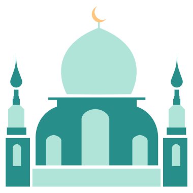 2d kawaii büyük yeşil camii tapılası tasarım, İslami projeler, kültürel çizimler ve yaratıcı mimari temalı sanat kavramları için mükemmel..