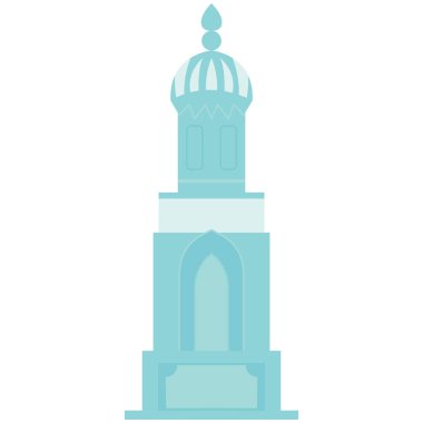 2d kawaii mavi kubbe cami tasarımı, yaratıcı İslami sanat kavramları ve renkli kültürel çizim projeleri için mükemmel..