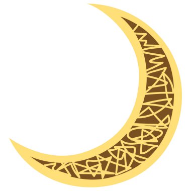 2d kawaii dekoratif hilal. Karmaşık geometrik desenli. İslami temalı gökyüzü tasarımları, şenlik projeleri ve kültürel dekorasyonlar için mükemmel..