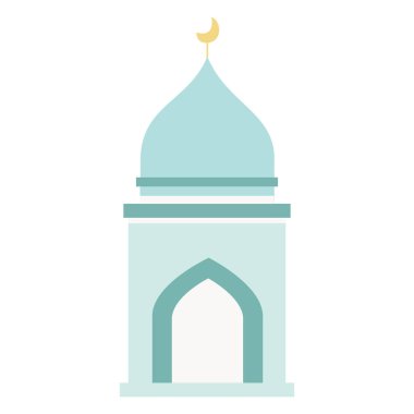 Kubbe tasarımı, İslam kültürü, Ramazan Bayramı, bayram, kutsal din, dua, kutsal kutlama ve kültür festivalini temsil eden 2D yeşil cami..