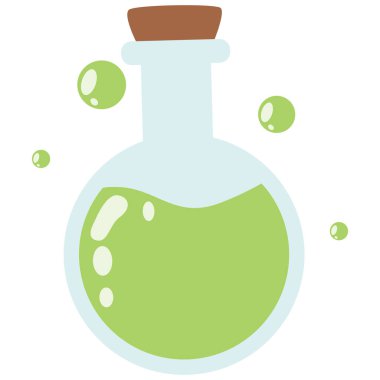 2D koleksiyonda yeşil iksir şişesi, asılma ipleri, düğümler, ofis kağıtları, okul malzemeleri, spor topu, klasör, tahta ve temel malzemeler gösteriliyor..