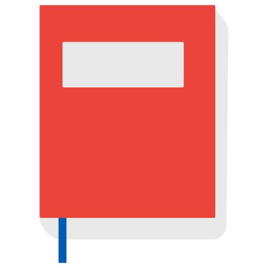 2d kırmızı kitap tasarımı, eğitim sembolü, bilgi ögesi, okuma nesnesi, okul desteği, ofis aracı, öğrenme teması ve basit biçim.