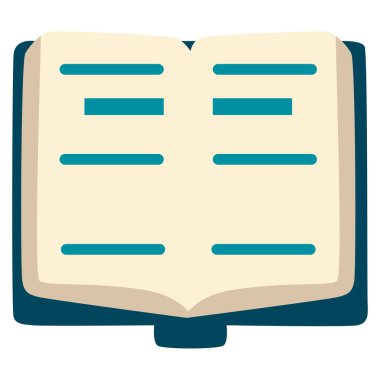 2d basit şekil, çalışma ögesi, okuma sembolü, eğitim nesnesi, bilgi teması, yaratıcı form ve okul tedariği ile açık kitap tasarımı.