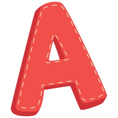 2d kırmızı harf A tasarım, alfabe sembolü, okul unsuru, öğrenme teması, eğitim nesnesi, yaratıcı stil, basit şekil ve minimum görünüm.