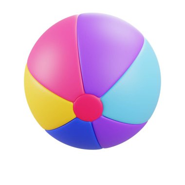 Renkli tasarımı olan üç boyutlu oyuncu plaj topu ikonu, havuz partisi, plaj oyunları, yüzme, dinlendirici tatil eğlencesi ve çocuk aktiviteleri için harika..