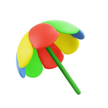 Renkli tasarım 3D plaj şemsiyesi, yaz tatili, açık hava rahatlaması, havuz kenarında gölge, güneş koruması, seyahat havası ve eğlenceli aktiviteler için mükemmel..