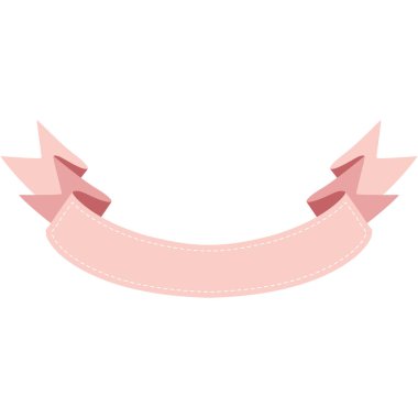 2d kıvrımlı kurdele afişi dikişli detaylar, pastel dekoratif stil, şenlik, parti ve yaratıcı grafik projeleri için zarif görünüm..