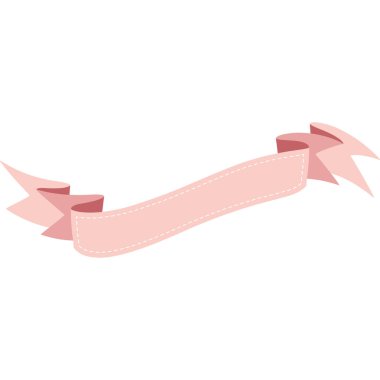 Katlanmış kuyruklu 2d kıvrımlı kurdele pankartı, pastel dekoratif stil, zarif şekil, parti için mükemmel, şenlikli ve yaratıcı projeler..