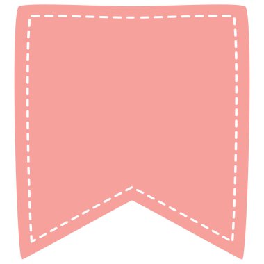 2d pastel pembe bayrak afişi, dikişli detaylar, dekoratif tasarım, etiketler için mükemmel, şenlikli projeler, ve yaratıcı grafik tasarımları.