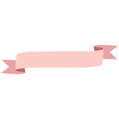 2d pembe basit kavisli kurdele tasarımı, yumuşak pastel renkli zarif şekil elementi, çerçeveler, şablonlar veya dekorasyonlar için retro stil aksanı.