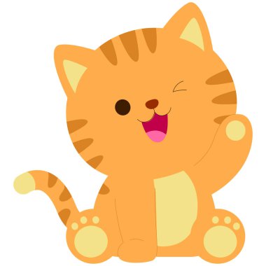 2d sevimli kedi tasarımı, karikatür hayvan stili, tapılası yumuşak element, şablonlar için oyuncu dekorasyon, çıkartma, selamlama ve eski tarz aksanlar..